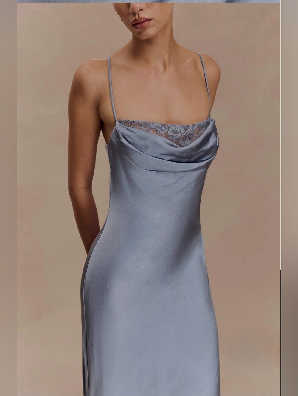 NWT Isadora Lace & Satin Frosted Blue Maxi Dress Size S